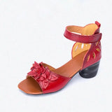 Sales New Summer Retro Hollow Flower Cowhide Leather Sandals Comfortable Soft Women Sandals Breathable Fashion