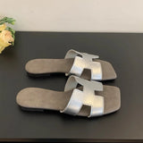 Breakj Women Wear Summer New Korean Cool Drag Soft Flat Bottom One-Word Drag Seaside Beach