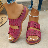Breakj Hollow Flowers One-Word Slippers Women In The Summer Of 2025 New Leisure Thick Bottom Slope And Cold Slippers