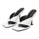 Women Temperament White Office High Heels Summer Fashion Personality Flip Flops Slip-on Comfortable Ladies Women