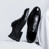 Breakj Men's Leather Shoes Pointed British Wind Derby Shoes Casual Three Joint Business Dress Groom Wedding Shoes
