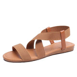 New Summer Sandals Women's Flat-Soled Fish Mouth Roman Style Loose And Tight Large-Size Simple