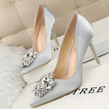 Kitten Heels Metal Rhinestones Woman Pumps Wedding Shoes High Heels Shoes Gold Silver Sexy Party Shoes Large size