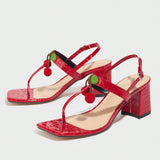Breakj New Cherry Sexy Fashion Glass With Coarse Heeled