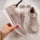 Sneakers Women Solid Color Lace-up Versatile Platform Shoes Fashion Plus Size Vulcanize Shoes Zapatos De Mujer