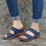 Breakj Size Thick Bottom Slippers Female Women Slippers Soft Bottom Car Suture Hollow Slippers