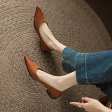 Breakj Retro Wiping Pointy Light-Mouthed Single-Shoe Women 2025 New Comfortable Soft Leather Thick Heel Low-Heeled Single