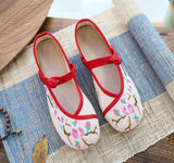 Breakj Cloth Shoes Women's Shoes Retro Square Dance Shoes Embroidered Shoes Shallow Mouth Low Heel Spring And Autumn Women's Single