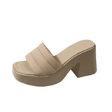 Breakj / Summer 2024 New Platform Sandals Thick Heel Square Head Female Summer Wear High Heel Broadband