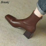 Women Ankle Boots Luxury Genuine Leather High Heels Zipper Black Chelsea Short Boot 2023 Elegant Female Booties Designer