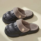 Breakj Fur Couple Cotton Slippers Women Wear Detachable Warm Waterproof And Velvet Indoors