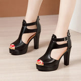 Sandals Women's Large Size 2023 Summer New Thick-Soled Waterproof Platform High-Heeled Open-Toed Model Catwalk
