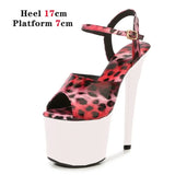 Leopard Women Shoes Pole Dance Sandals Stripper Sexy Combat Fetish High Heels Summer Platform Shoes Party Club 20 CM