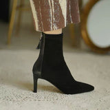 Heel Boots Women's 2021 New Korean Style Autumn and Winter Mid Heel Stretch Thin Boots Pointed Toe Sock Boots