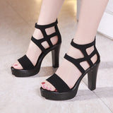 Sandals Women's 2023 Summer High Heels Open-Toed Thick Heels Waterproof Platform Large Size 41-43 Catwalk Catwalk