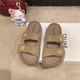 Breakj Word Buckle Magic Sticker Retro Slippers Thick Bottom Small Man To Increase The Design Of The Net Red Big Brand Flat For The Summer Cool