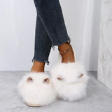 Cotton Slippers 2023 Lovely Ears Home Hair Slippers Women's Autumn And Winter New Large Size Cotton Warm