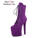 Sexy Combat Fetish 8 Inch High Heels Platform Ankle Boots Women Winter Gothic Shoes 20CM ArmyGreen Pole Dancing