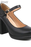 Heels Mary Jeans Pumps 2023 Summer Fashion Ankle Buckle round Toe Women Pumps Elegant Comfy Walking Pumps Plus Size