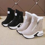 Ankle Boot for Women Warm Plus Plush Winter Snow Boots Zipper Woman Shoe Internal Increasing Boots Botas