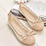 New Women Flats Shoes Ballet Flats Fashion Bow-Knot Women Shoes Slip On Cut Outs Flat Sweet Hollow Summer Female