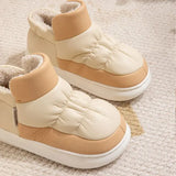 Leather Waterproof Snow Boots for Women Winter Thick Warm Plush Platform Ankle Boots Thick Sole Non Slip Cotton Padded