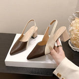 Breakj Color High Heel Sandals Women 2025 Summer New Korean Version Of Women's Shoes Tips Thick Heel With