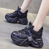 Breakj Dad Shoes Women's Net Face 2025 Spring And Autumn New Loose Cake Small White Shoes Women Thick Soles Inside The Height Of Women's Shoes