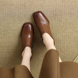 New Square Head Retro Casual Single Shoes Thick Heel Side Zipper Deep Mouth High Heel Square Head Black Solid Color Single Shoes