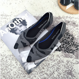 Womens Stretch knitted mixed color moccasins breathable cozy work shoes brief slip-on fashion ladies flats light driving