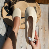 Toe Flats for Women Comfortable Knit Ballet Flat Shoes Casual Slip on Shallow Shoes Office Boat Shoes Plus Size