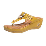 Breakj Summer Women's Thick Bottom Slippers Large-Size Clip Toe Slope And Thick Bottom Slippers Round Head Wearing