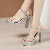 High-Heeled Model Sandals Women's Summer New Cheongsam Walking Sandals Waterproof Platform Thick Soles Large Size Open-Toed