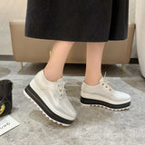 Women's Platform Wedge Heeled Shoes Casual Lace Up Outdoor Shoe Comfortable High Heel Sneakers Low Top Sneaker Thick