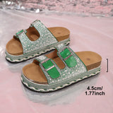 Breakj Buckle Drill Thick Bottom Slippers 2025 Summer New Lady Large Size Beach Cold