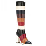 And Winter Boots Big Brand Collision Color Matching Square Root Women's Boots Rainbow Direct Sales Originally Simple