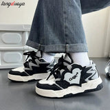 yellow Women Low-top heart Patchwork Women Sneakers Flat Platform Fashion Skateboard Shoes Mixed Color Students Chic