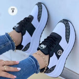 Women's Casual Sloping Heel Sneakers 2024 New Large Size Lace Medium Heel Large Mesh Single Shoes Size