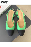 Elegant Mixed Color Slingback Sandals Women Elastic Band Back Strap Flat Ballet New Design Shoes Brand Mule Office