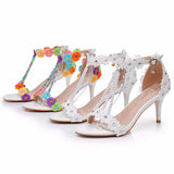 Breakj Cm Light Mouth With Sandals Fine Heel Sandals White Lace Wedding Shoes Famous Wind High Heel