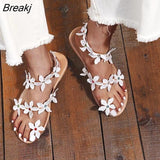 Brown Women Mules Design Beach Sandals Flowers Square Sole Slides Flat Heel Shoes Summer Shell Flowers Open Toe