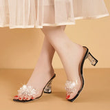 Slippers Women's Sandals Diamond Clear Crystal Thick Heels New Sandals And Slippers Fashionable For Women In The Summer Of