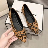 Breakj Leopard-Print Soft-Bottomed Velvet Shoes Women 2025 New Flat Velvet Flat For Good Things Shallow Mouth Comfortable Single