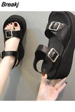 Buckle Gothic Shoes Summer Block Heels Rubber Sole High Quality Platform Sandals Women Gladiator Shoes women