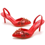 Breakj Cm Light-Mouthed Sharp White Wedding Sandals Fine Heel Size Size Diamond Chain Wedding Shoes Wedding Shoes Wedding