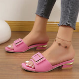 Breakj Button Fish Mouth Slippers Women 2025 Summer New Korean Version Of Large-Size Fashion Wearing A Word Drag Coarse And Cold