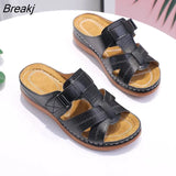 Summer Fashion Women's Hollow Out Wedge Sandals Platform Half Opened Toe Slippers Womens Shoes Comfort Plus Size
