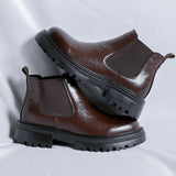 Breakj British Style Round Head Thick Bottom Martens Men's 2024 New Single Shoe Thick Heel Chelsea Boots