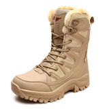 Combat Boots Men's Large-Size Outdoor Plus Velvet Warm Snow Boots Men's High-Top Cotton Shoes Couple Climbing
