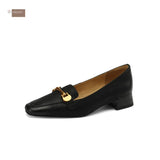 Breakj Single Shoes Small Square Heel In The Heel Autumn New Ladies Soft Leather Shoes Women's